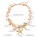 Starfish and shell pendant necklace with orange beads and marine elements - Pale Orange Shell Ocean Link Necklace (HC-N40397)