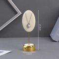 Beige velvet necklace display stand with gold metal base and 17.5cm height dimension - Elliptical Beige Pendant Stand with Metal Base