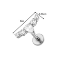 G23 titanium labret stud with curved clear zircon crystals, measuring 1cm by 0.46cm - Pear-Shaped Floral Cluster Design - Silver (T2543-11#Silver)