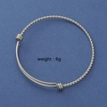 Silbernes Edelstahl-Armreif mit gedrehtem Seildesign und verstellbarer Spule, Gewicht 6g - 60mm / Silber