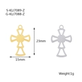 Gold and silver stainless steel cross pendant charms with 23mm height dimensions - Straight Edge Cross (S-KLJ7089-Z) / Steel