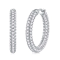 Sparkling S925 sterling silver hoop earrings with pave moissanite stones and silver finish - E13703 Moissanite 1.5mm*330pcs/pair