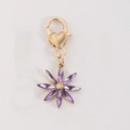 Floral zinc alloy keychain featuring purple crystal petals and a gold-finished lobster clasp - Octagonal Purple-Purple Crystal Flower