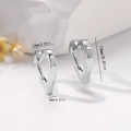 Detailed dimension guide showing 14mm heart-shaped silver hoop earrings on white background - EH769 Silver Heart Buckle