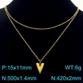 Zweilagige 18K vergoldete Herz-Halskette mit Hammerschlag-Effekt und Perlenketten-Design - Goldene Halskette (KN291937-Z)