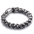 Bracciale teschio in acciaio inossidabile vintage argento per uomo in stile punk - 18.5cm / Colore Acciaio (KB81849-BD)