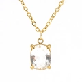 Collana placcata oro 18 carati con ciondolo ovale in zircone cubico e incastonatura a quattro griffe - Zirconia Bianca