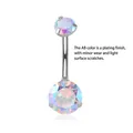 Piercing de ombligo en titanio G23 con circonita AB tornasolada engastada - 1.6x10mm / Plata + Circonita Aurora