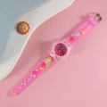 Pink cartoon quartz watch for kids featuring 3D mermaid patterns and silicone band - Mermaid / Rose Red