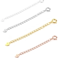 S925 sterling silver extender chains with heart charms in silver, gold, and rose gold - 8CM Heart Extension Chain + Spring Clasp