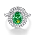 Elegant S925 sterling silver ring featuring an oval emerald-cut green cubic zirconia gem - US 5 / CBJZ064