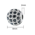 Silberne Kugelperle mit schwarzen Kristallen, 8mm Durchmesser für die Schmuckherstellung - 8mm-Schwarzer Zirkonia-Silber