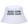 Bob blanc en coton avec broderie noire Make Lying Wrong Again sur le devant du chapeau - Blanc