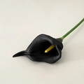 Artificial black calla lily with yellow spadix and green stem for home decoration - Black