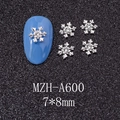 Macro shot of silver alloy snowflake nail charms with rhinestone, size 7x8mm - Silver Multi-layer Rhinestone Snowflake Style (A600)