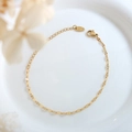 Elegant 18K gold lip-shaped link bracelet featuring an engraved oval K18 hallmark tag - Gold Lobster Clasp / 15+5cm