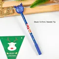 Dunkelblauer Weihnachts-Gelschreiber mit Rentier-Pailletten und 0,5 mm schwarzer Mine - Weihnachtsbär