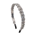 Silver chunky chain headband for women with stylish punk resin design and non-slip pads - Silver