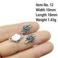 Detailed size view of silver floral connectors on fingertip for jewelry making DIY - No.12/Flower and Cloud
