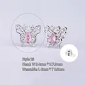 Orecchino a perno a farfalla in acciaio titanio 316L con zirconi rosa e placcatura oro - B03302b Argento Zircone Rosa Farfalla 2#