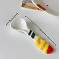 Cute ceramic spoon with wavy colorful handle and polished white head for desserts - Only You-Long Handle Spoon
