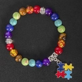 Braccialetto yoga in pietra naturale con ciondolo a forma di puzzle a quattro colori - Stile 4 - Ciondolo pezzo di puzzle