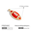 Waterproof red enamel rugby pendant in stainless steel with crystal accents for jewelry - Gold Red Football Pendant (PJ92540C)