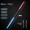 Dual-headed light saber toy in red and blue colors, length 149cm for cosplay - Retractable Blue & Red Dual Sword Combined With Sound