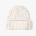 Gorro de punto acanalado de doble capa en color blanco marfil para hombres y mujeres - crema