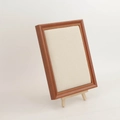 Reddish-brown wood earring display frame with beige fabric panel on a small wooden easel - 18*22.5cm/With Stand / Coffee With Linen