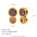 Geometric stainless steel ear cuff with purple and pink zircon stones in 18K gold finish - Figure 8 Style Studs - Gold - Ear Clip