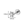 Silver G23 titanium hex star stud with clear gem and 0.41cm flat back post - Flower Zirconia Style (T2559-2) / Silver