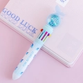Penna a sfera a 10 colori farfalla azzurra con topper di paillettes a cuore - Farfalla Blu / 0,5 mm/10 Colori