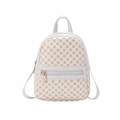 Mini mochila de cuero PU blanco con patrones de trébol dorado y cremalleras doradas de lujo - Blanco