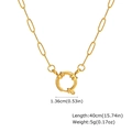 Detail view of gold stainless steel paperclip chain with open bubble clasp and dimensions - 40CM / Gold