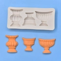 Silicone flower pot mold for DIY European classical relief vase and pedestal crafts - Multi-Cavity European Classical Vase Shapes / White