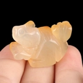 Mini hand-carved yellow crystal squirrel figurine made of translucent agate gemstone - Natural Agate