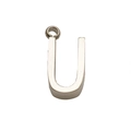 Polished stainless steel letter U pendant necklace in bright silver finish for women - Steel U (With Chain) / Silver-Letter U