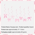 Pink bow hanging spin decorations with 6 spiral pieces for birthday party decor - Swirl Decorations / Pink