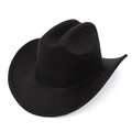 Chapeau de cowboy classique en feutre noir avec large bord relevé et couronne dentelée - M(56-58cm) / Noir