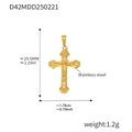 Detail view of 18K gold plated stainless steel Jesus cross pendant with dimensions - D42-Gold Cross Pendant