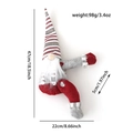 Detailed size specifications for red and grey Christmas gnome curtain buckle ties - Long Beard Style
