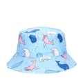 Light blue toddler sun bucket hat featuring cute colorful cartoon whale patterns - Light Blue Cartoon Whale Pattern (20#)
