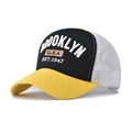 3D κεντημένο καπέλο του μπέιζμπολ Brooklyn με κίτρινο γείσο και λευκό δίχτυ - Ρυθμιζόμενο / Κίτρινο