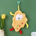Absorbent yellow coral fleece hand towel with creative cartoon meat dish design - Guobaorou Pork