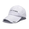 Cappellino da baseball bianco invecchiato con anelli di metallo e ricamo Art is for everybody - 56cm-60cm / Bianco