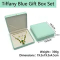 Coffret bijoux en cuir PU bleu tiffany avec compartiments pour bagues et colliers - Coffret / Rose bonbon
