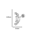 Silver stud earring with micro-set zircons and size dimensions 0.95cm by 0.4cm - Row Oval Style (7# Silver)