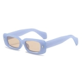 Chic lavender square frame sunglasses with amber lenses and gold rivet accents - Jelly Blue Frame Brown Lens