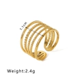 Five-layer wrap open ring in 18k gold plated stainless steel with beaded texture - Five Layer Beaded Wrap Style (HF-J1406)